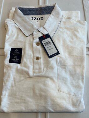IZOD Mens (XL) 100% Cotton white short-sleeve shirt "Soft Touch"